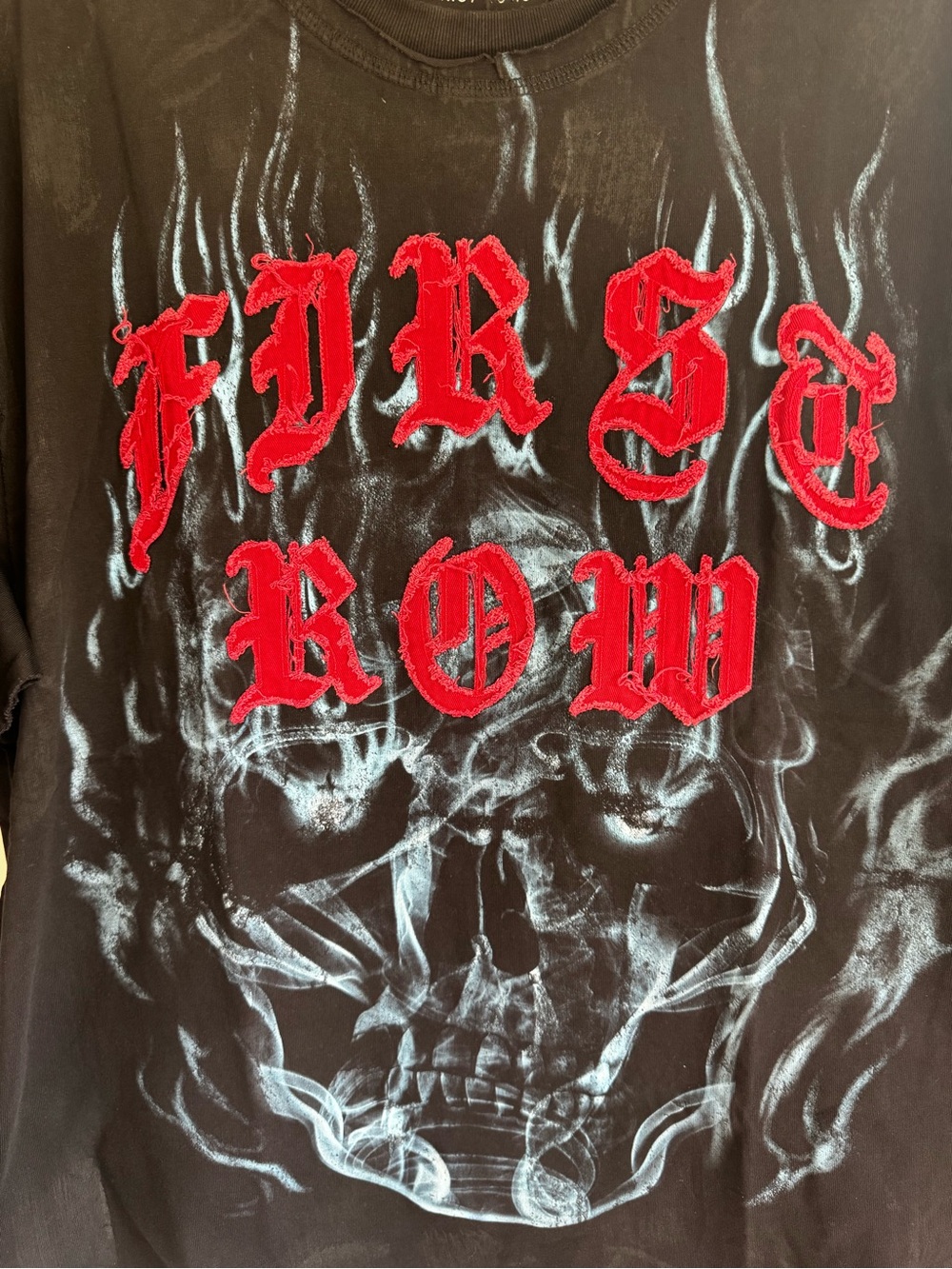 Black Graphic Men’s Tee with Red 'FIRE ROW' Text